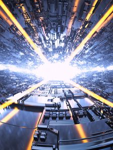 Preview wallpaper tunnel, light, rays, bright, art