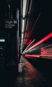 Preview wallpaper tunnel, metro, train, long exposure, glow