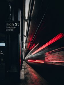 Preview wallpaper tunnel, metro, train, long exposure, glow