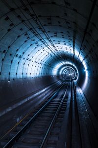 Preview wallpaper tunnel, metro, underground, rails, lights