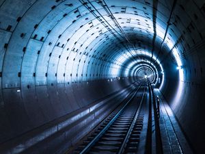 Preview wallpaper tunnel, metro, underground, rails, lights
