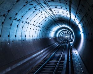 Preview wallpaper tunnel, metro, underground, rails, lights