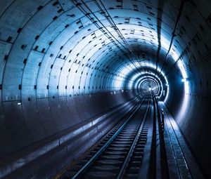 Preview wallpaper tunnel, metro, underground, rails, lights