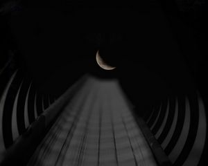 Preview wallpaper tunnel, moon, night, perspective, sky, tube