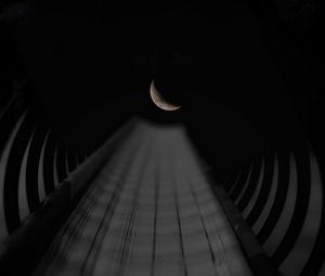 Preview wallpaper tunnel, moon, night, perspective, sky, tube