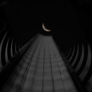 Preview wallpaper tunnel, moon, night, perspective, sky, tube