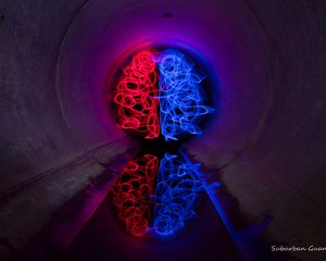 Preview wallpaper tunnel, neon, brain, light