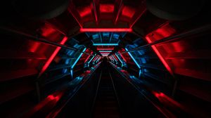 Preview wallpaper tunnel, neon, glow, stairs