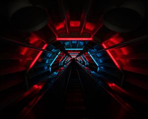 Preview wallpaper tunnel, neon, glow, stairs