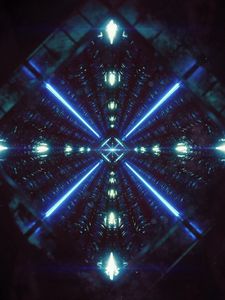 Preview wallpaper tunnel, neon, light, glow, dark