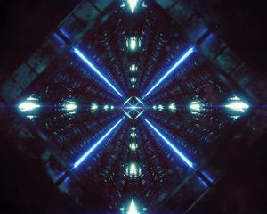 Preview wallpaper tunnel, neon, light, glow, dark
