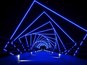 Preview wallpaper tunnel, neon, squares, glow, distance