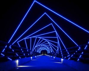 Preview wallpaper tunnel, neon, squares, glow, distance
