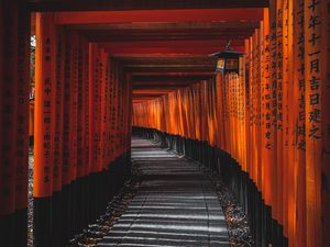 Preview wallpaper tunnel, path, hieroglyphs