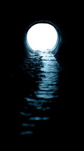 Preview wallpaper tunnel, pipe, water, light, dark