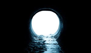 Preview wallpaper tunnel, pipe, water, light, dark