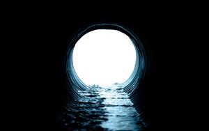Preview wallpaper tunnel, pipe, water, light, dark