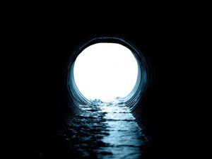 Preview wallpaper tunnel, pipe, water, light, dark