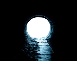 Preview wallpaper tunnel, pipe, water, light, dark