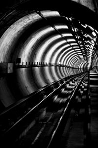 Preview wallpaper tunnel, rails, bw, metro, underground