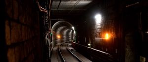 Preview wallpaper tunnel, rails, distance, glow, dark