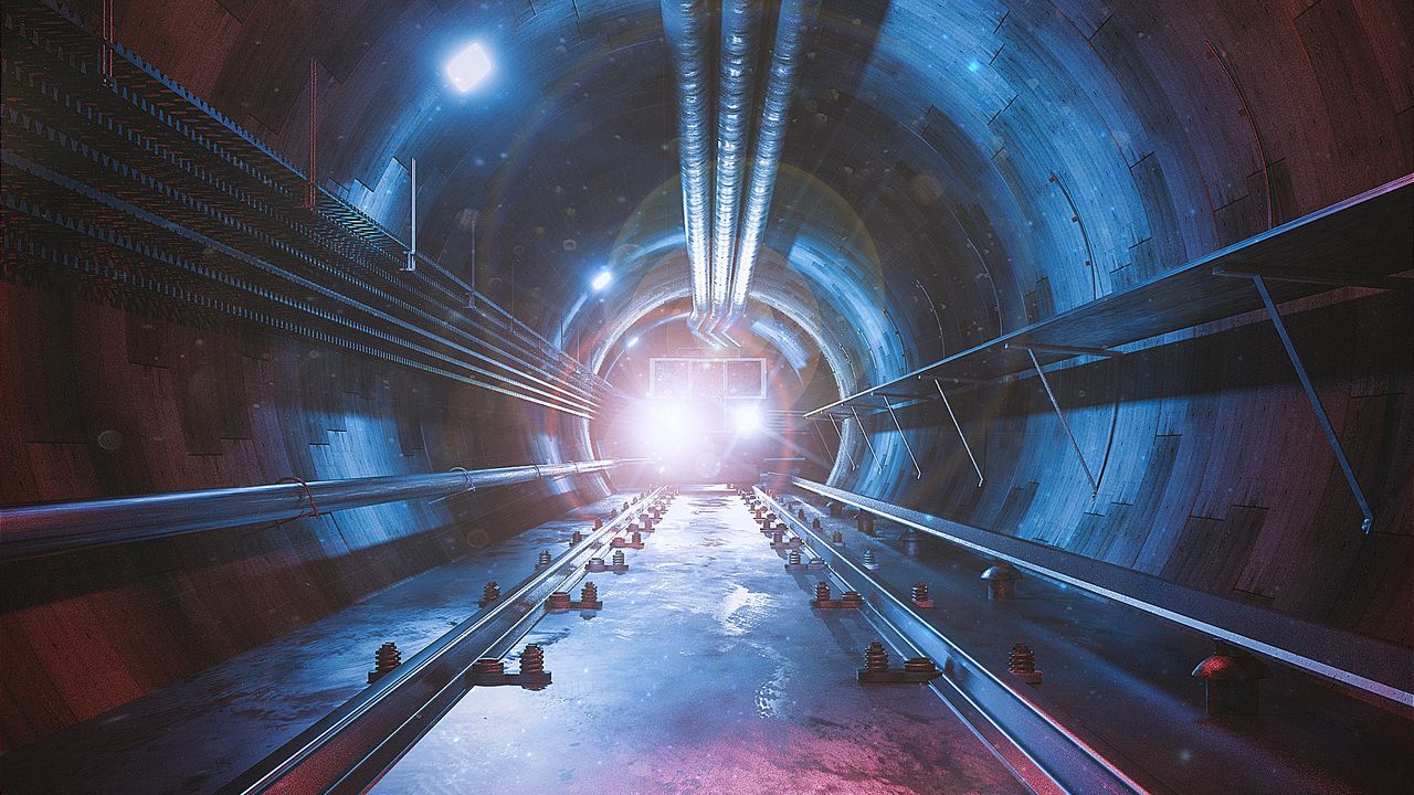 Wallpaper tunnel, rails, lights, headlight, underground