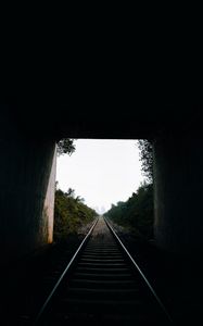Preview wallpaper tunnel, rails, road, view, dark