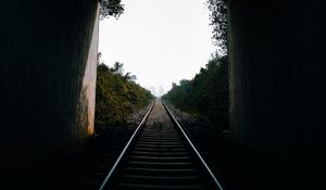 Preview wallpaper tunnel, rails, road, view, dark