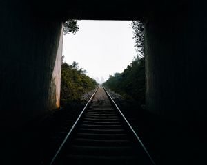 Preview wallpaper tunnel, rails, road, view, dark