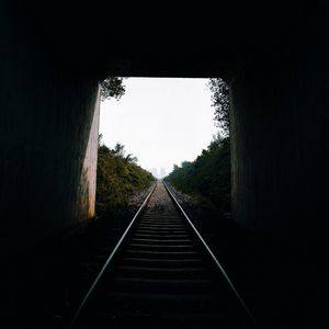 Preview wallpaper tunnel, rails, road, view, dark