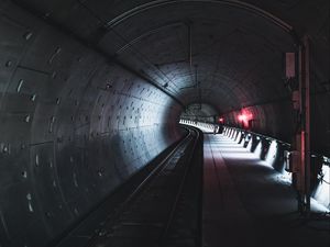 Preview wallpaper tunnel, rails, subway, dark