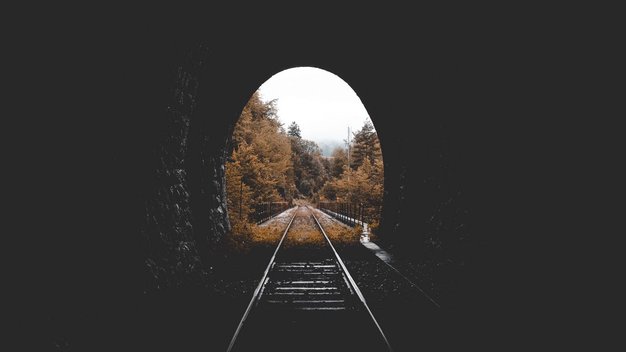 Wallpaper tunnel, railway, autumn
