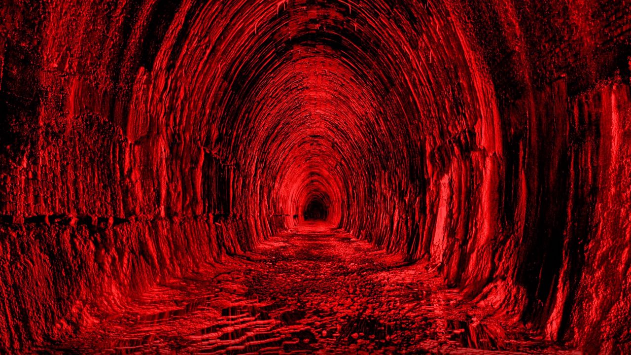Wallpaper tunnel, red, black, light