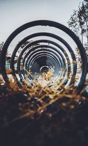 Preview wallpaper tunnel, rings, tube, grass