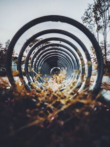 Preview wallpaper tunnel, rings, tube, grass