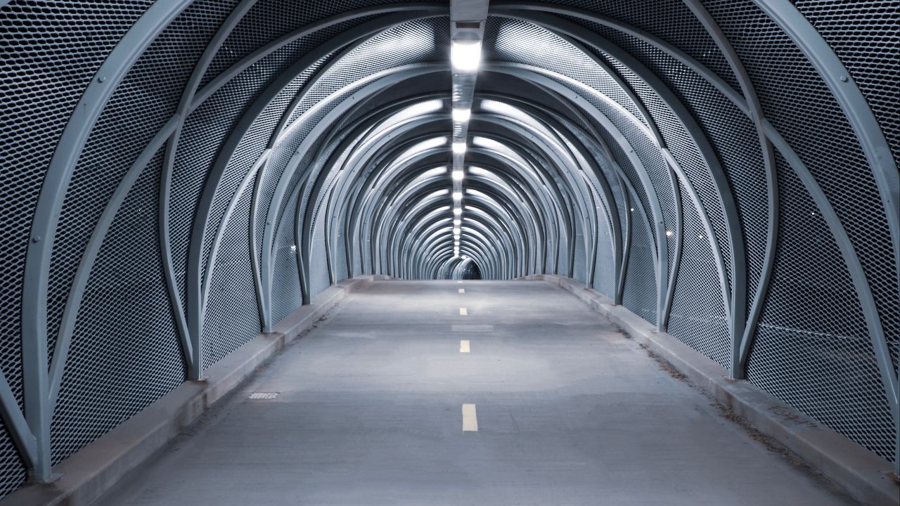 Wallpaper tunnel, road, bridge, construction, symmetry