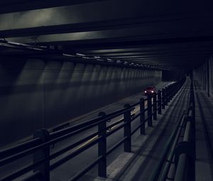 Preview wallpaper tunnel, road, car, dark