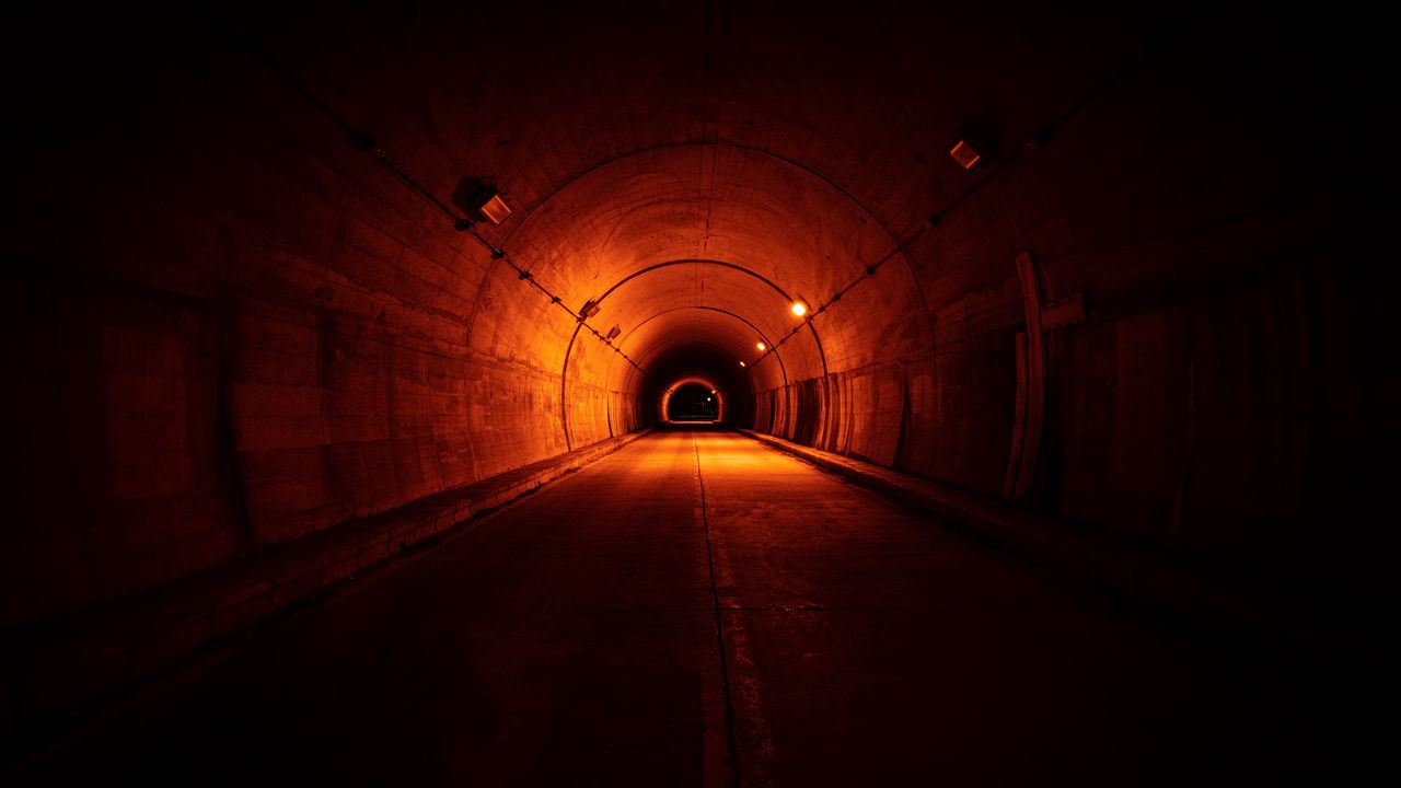 Wallpaper tunnel, road, dark, backlight