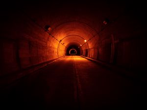Preview wallpaper tunnel, road, dark, backlight