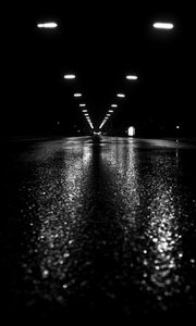 Preview wallpaper tunnel, road, light, black and white, black