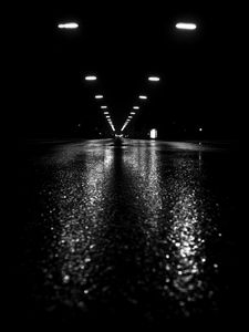 Preview wallpaper tunnel, road, light, black and white, black