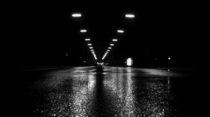 Preview wallpaper tunnel, road, light, black and white, black