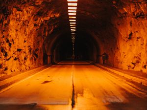 Preview wallpaper tunnel, road, lighting, light