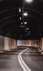 Preview wallpaper tunnel, road, marking, lighting