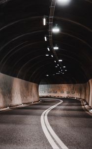 Preview wallpaper tunnel, road, marking, lighting