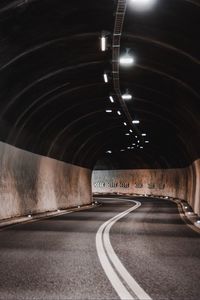 Preview wallpaper tunnel, road, marking, lighting