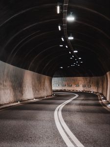 Preview wallpaper tunnel, road, marking, lighting