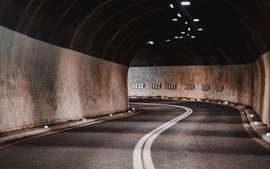 Preview wallpaper tunnel, road, marking, lighting