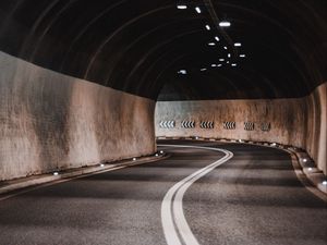 Preview wallpaper tunnel, road, marking, lighting