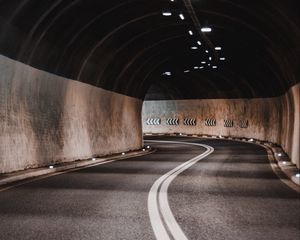Preview wallpaper tunnel, road, marking, lighting